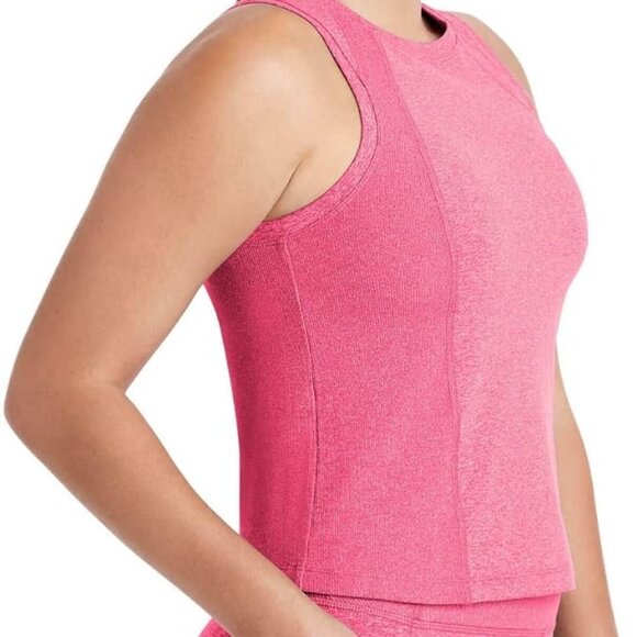 NWT Member's Mark Women's Pink Heather Soft Rib Cropped Tank Top Size Large - Picture 2 of 12